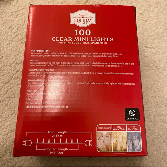 100ct Clear Incandescent Christmas Lights Green Wire Holiday Time - Picture 3 of 4